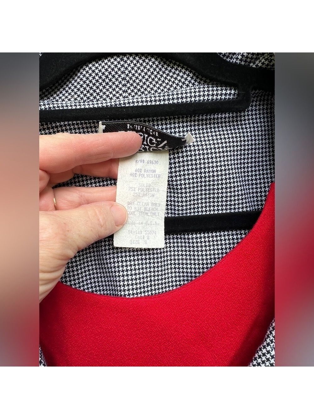 Vintage 80s Leslie Lucks Nautical Houndstooth Career Office Siren Blazer Jacket - Picture 4 of 8